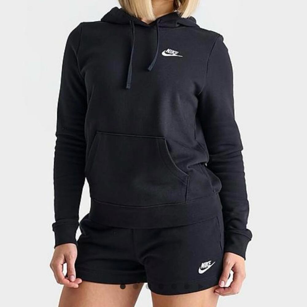 NIKE Black Sportswear Club Fleece Pullover Hoodie Active Lounge Sweatshirt Sz M